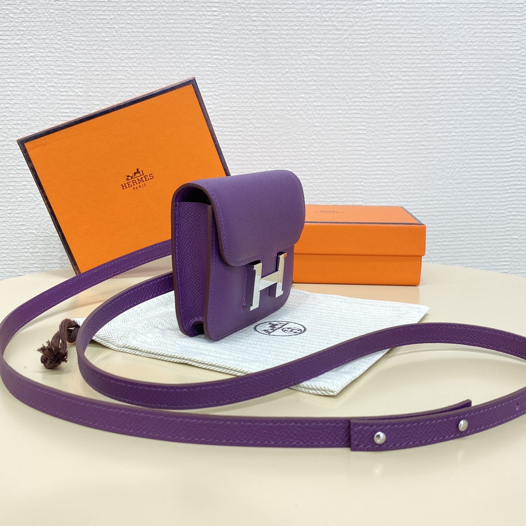 Hermes Constance Slim Wallet Belt Bag In Violet Epsom Leather